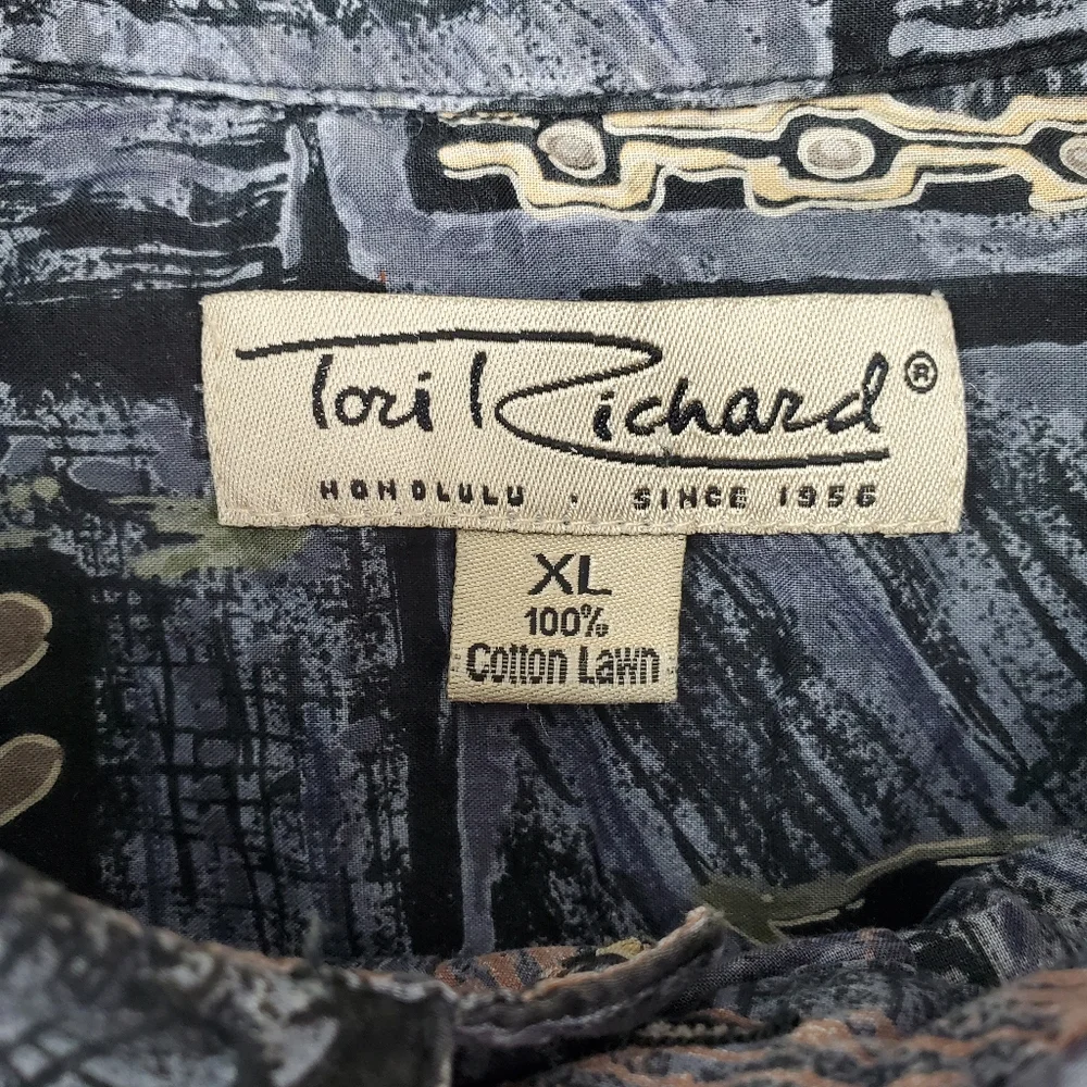 TORI RICHARD Hawaiian Shirt 100% Cotton Lawn Mens XL Honolulu Geometric Design - Picture 8 of 11